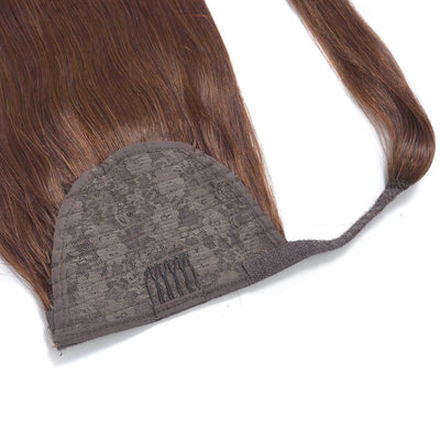 MYBhair #4 120g Brown Human Hair Ponytail Wrap Around Clip In Ponytail Hair Extensions 6