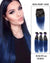 Mybhair Black Blue Ombre Straight Free Part Lace Closure With 3 BundlesVirgin Hair