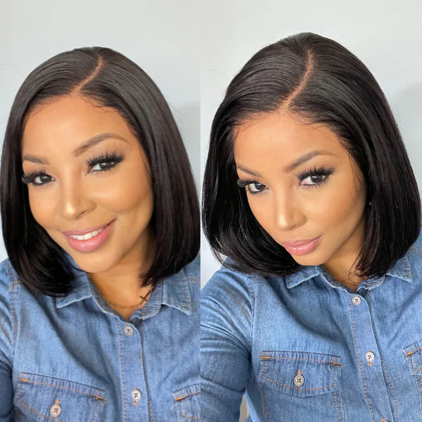 Super Natural Side Part Glueless Wide T Lace Bob Wig 100% Human Hair | Fits All Face Shapes