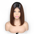 Brown MYB Ombre 13x6 Bob Lace Frontal Wig Straight Human Virgin Short Hair 