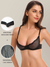 Unlined See Through 1/2 Cup Mesh Demi Shelf Underwired Bra Black