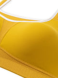 Full Coverage Adjustable Strape Wirefree Workout Bras Yellow