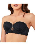 Stunning Strapless Bra with Delicate Embroidery Black