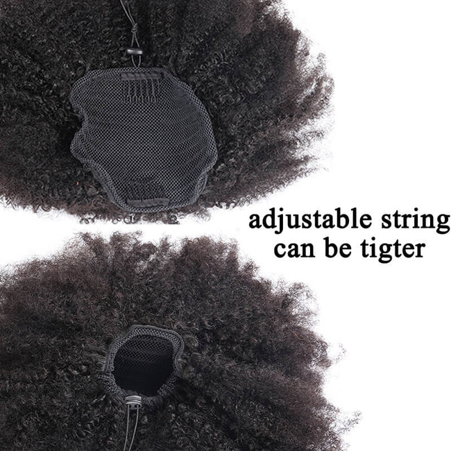 Mybhair Afro Kinky Curly Clip In Human Hair Drawstring Ponytails Adjustable string
