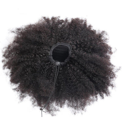 Mybhair Afro Kinky Curly Remy Hair Pieces Clip In Human Hair Drawstring Ponytails show