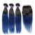 Mybhair Black Blue Ombre Straight Free Part Lace Closure With 3 BundlesVirgin Hair SET
