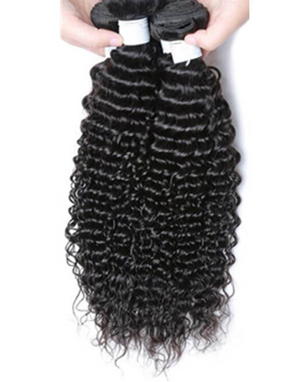 Mybhair Black Deep Curly Hair Weave Brazilian Virgin Hair Human Hair Extensions 5 Bundles