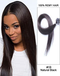 Mybhair Black Straight 100% Remy Hair Flat Pre Bonded Human Hair Extensions
