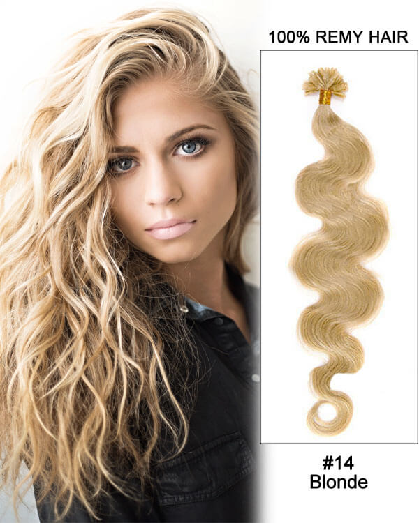 Mybhair Blonde Brazilian Remy Human Hair Body Wave Nail Tip U Tip Keratin fusion Hair Extensions