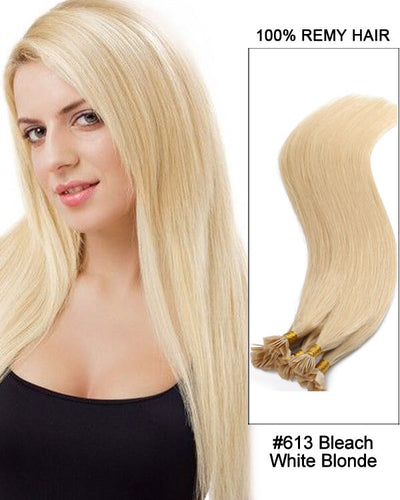 Mybhair Blonde Straight Remy Hair Flat Tip  Pre Bonded Human Hair Extensions