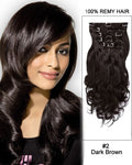 Mybhair Body Wave Long Clip in Remy Human Hair Extensions - 11pcs #2 Dark Brown
