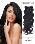Mybhair Body Wave Remy Real Hair Clip In Hair Extensions For Natural Hair - 7pcs  #1 Jet Black