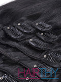 Mybhair Body Wave Remy Real Hair Clip In Hair Extensions For Natural Hair - 7pcs  #1 Jet Black Clips