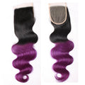 Mybhair Body Wave Virgin Hair Free Part Lace Closure With 3 Bundles Ombre For African American Lace