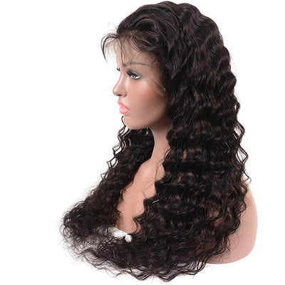 Mybhair Brazilian Deep Wave Unprocessed Virgin Human Hair Natural Lace Front Wigs with Baby Hair Left