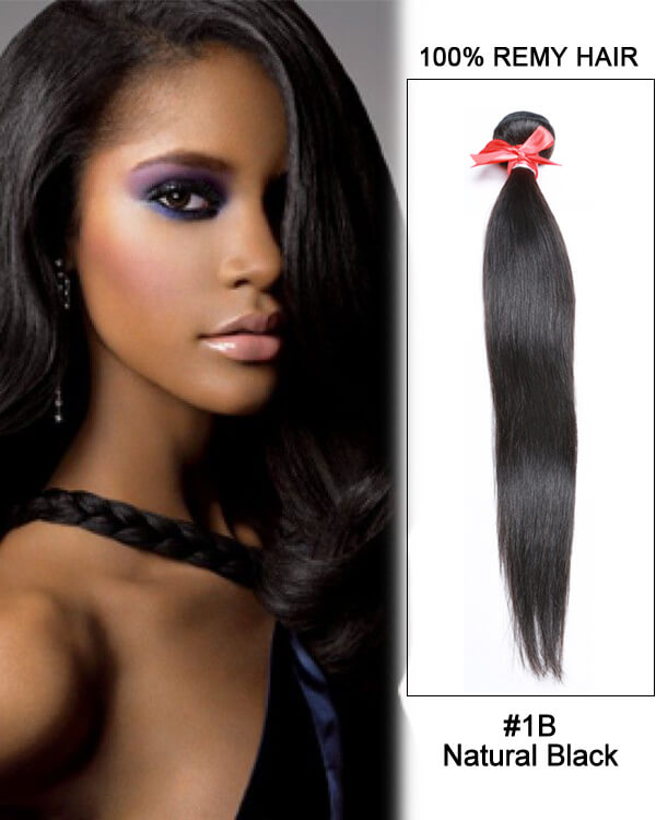 Mybhair Brazilian Virgin Hair 1B Black Straight Weave  Human Hair Extensions