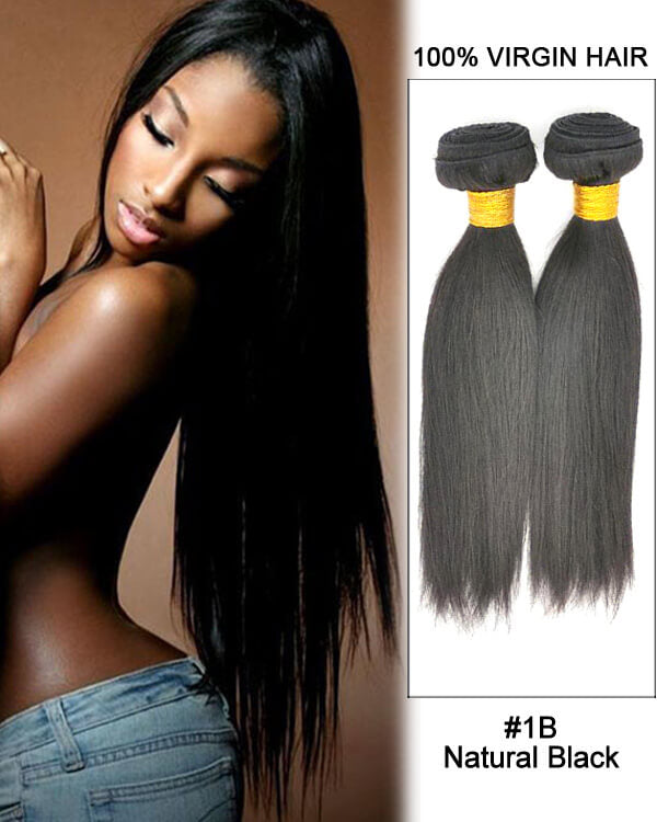 Mybhair Brazilian Virgin Hair Black Straight Weft Human Hair Extension
