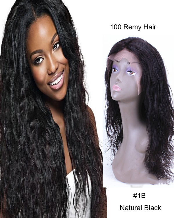 Mybhair Brazilian Virgin Hair Wavy Glueless Lace Front Human Hair Wigs For African American