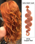 Mybhair Copper Red Body Wave Nail Tip U Tip Remy Human Hair Keratin fusion Hair Extensions