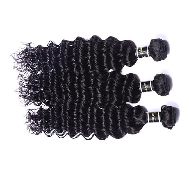 Mybhair Deep Wave Weave Brazilian Hair Human Hair Extensions 3 Bundles