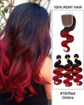 Mybhair Free Part Lace 3 Bundles With Closure Ombre Body Wave Virgin Human Hair