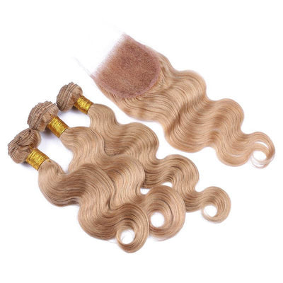 Mybhair Free Part Lace Closure With 3 Bundles