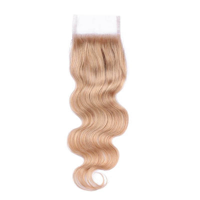 Mybhair Free Part Lace Closure With 3 Bundles Blonde Body Wave Remy Hair Weave