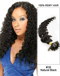 Mybhair Natural Black Deep Wave Nail Tip U Tip Remy Human Hair Keratin Fusion Hair Extensions