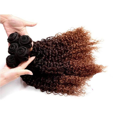 Mybhair Ombre Kinky Curly Brazilian Remy Hair Weave Weft Human Hair Extensions 3 Bundles