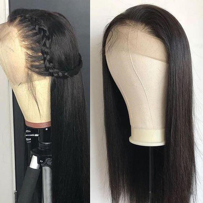 Mybhair Peruvian Straight Pre Plucked 360 Lace Frontal Wig Human Hair For Black Women display