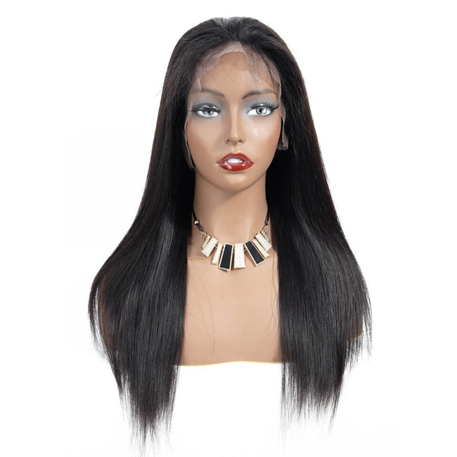 Mybhair Peruvian Straight Pre Plucked 360 Lace Frontal Wig Human Hair For Black Women front