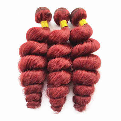 Hairthy Red Loose Wave Hair Weft Weave Remy Human Hair Extensions 3 Bundles