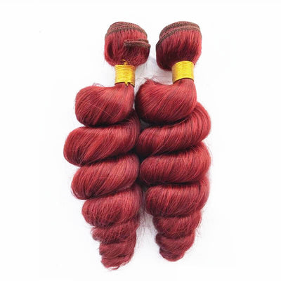 Hairthy Red Loose Wave Hair Weft Weave Remy Human Hair Extensions 2 Bundles