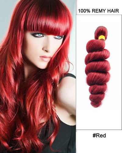 Hairthy Red Loose Wave Hair Weft Weave Remy Human Hair Extensions
