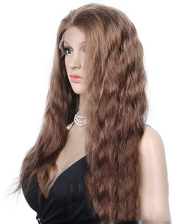 Mybhair Wavy Brazilian Remy Hair Human Hair Full Lace Wigs-#30 Light Auburn