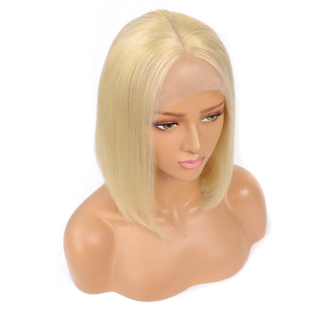 MYB 13A 13x6 Lace Frontal Straight Blonde Bob Wig Human Hair slide view