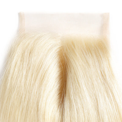 MYB 4x4 613 Blonde Transparent Straight Frontal Middle Part Lace Closure Virgin Human Hair