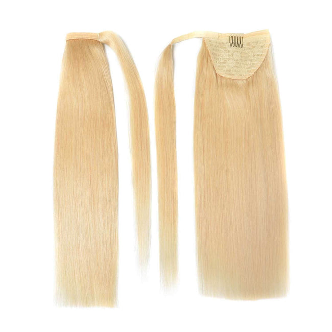 MYB Blench Blonde Straight Clip In Ponytail Hair Extension Wrap On Hair Piece 6