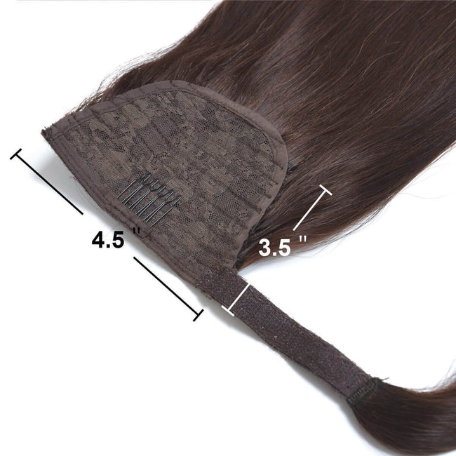MYB Dark Brown Silky Straight Remy Human Hair Wrap Clip-in Ponytail Hairpieces size