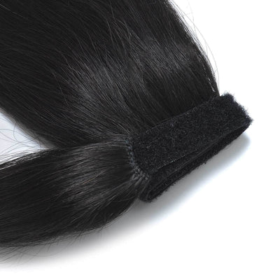MYB Jet Black 100% Human Hair Straight Clip In Wrap Around Ponytail Hair Extensions 3