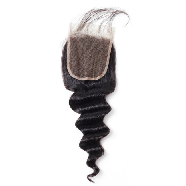 MYB Peruvian #1B Loose deep wave 4x4 Lace Closure Virgin Human Hair Free Part