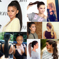 MYBhair #4 120g Brown Human Hair Ponytail Wrap Around Clip In Ponytail Hair Extensions custom show