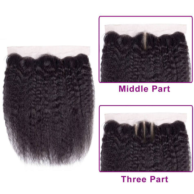 Middle Part Free Part MYBhair Brazilian Kinky Straight Frontal 13x4 Lace Frontal Closure Remy Human Hair