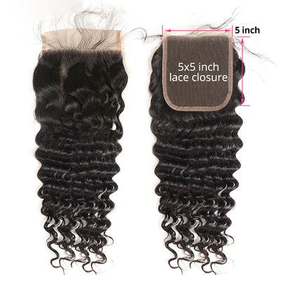 MYBhair HD Transparent Invisible Curly 5x5 Lace Closure Brazilian Virgin Hair
