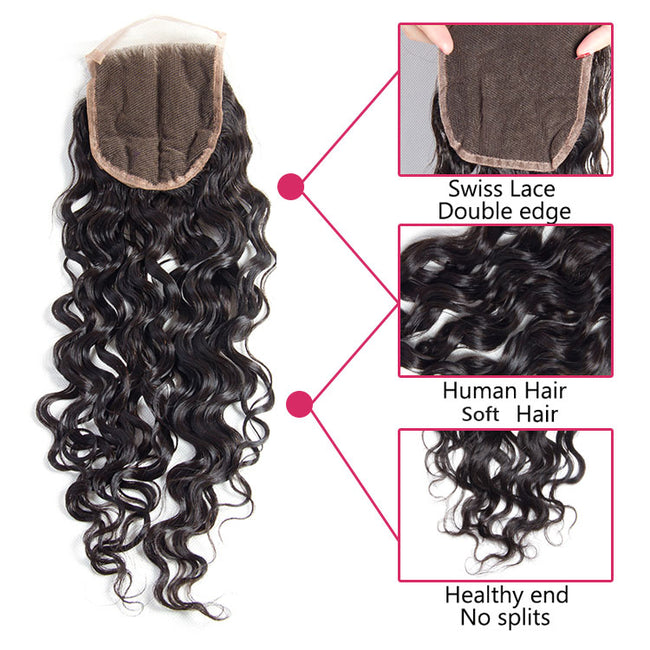MYBhair Italy curly Natural Black 4x4 Lace Closure Virgin Human Hair details