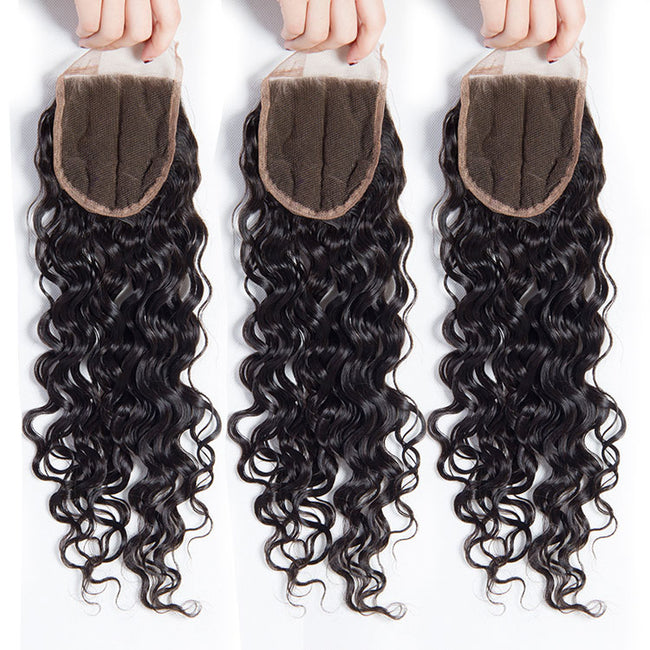 MYBhair Italy curly Natural Black 4x4 Lace Closure Virgin Human Hair