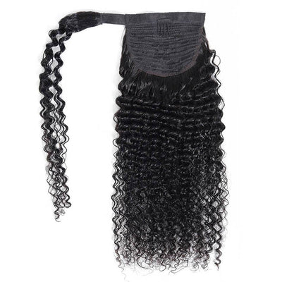 MYBhair Kinky Curly Velcro Strap Wrap Around Ponytail Brazilian Human Hair Extensions 3
