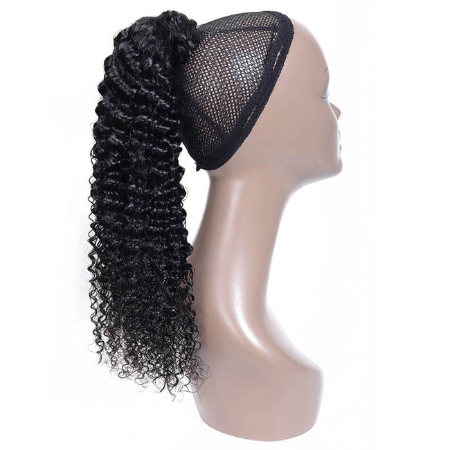 MYBhair Kinky Curly Velcro Strap Wrap Around Ponytail Brazilian Human Hair Extensions 2