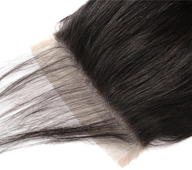 MYBhair Natural Black 7x7 Lace Closure Brazilian Straight Virgin Human Hair with Baby Hair