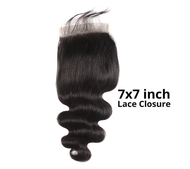 MYBhair Natural Black Body Wave 7x7 Lace Closure Brazilian Virgin Human Hair